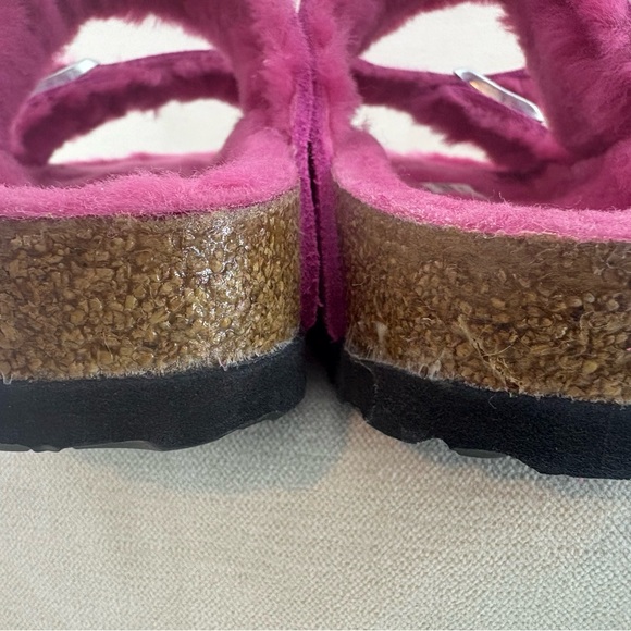 Birkenstock Arizona Shearling in Fushsua Tulip Sandals size 37/6  narrow NIB - Picture 5 of 7